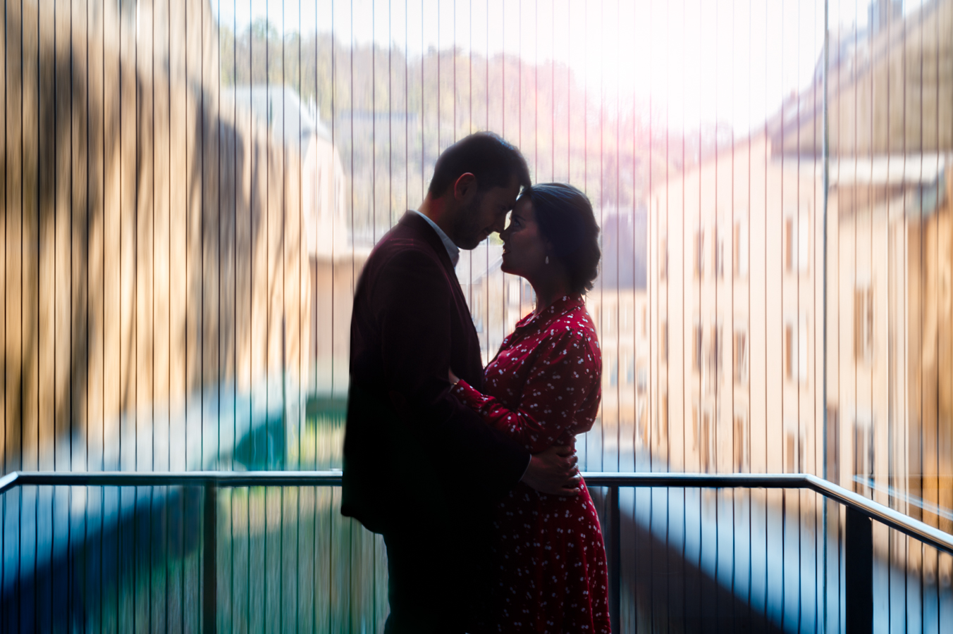 Engagement Photoshoot in Luxembourg at the Pfaffenthal elevator - L'Œil Derrière le Miroir Photographie